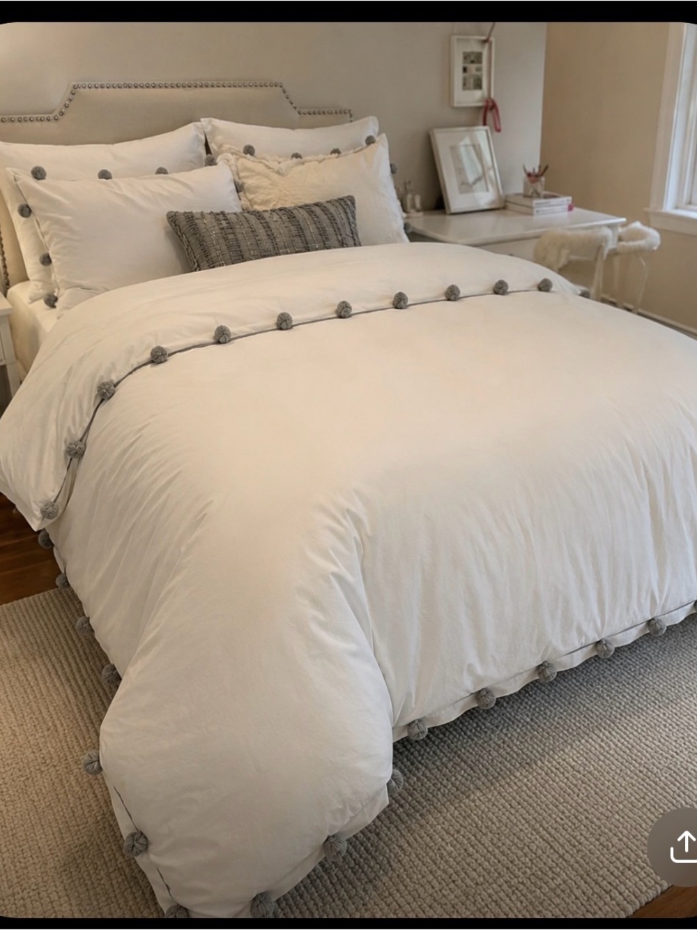 Pottery Barn Teen White with Pom Trim Duvet Cover only